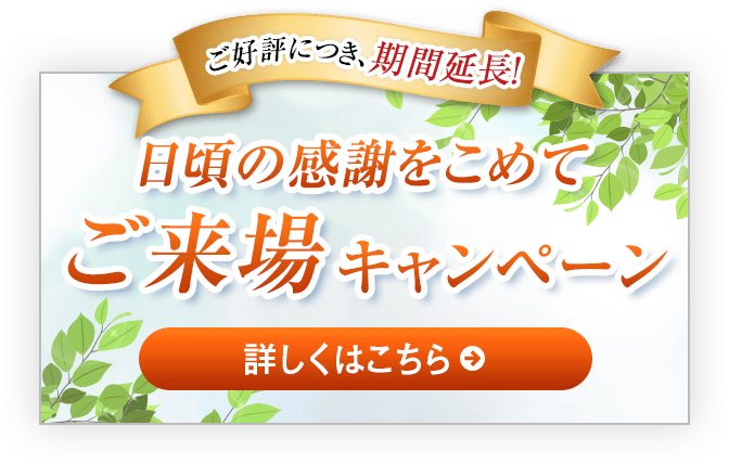 キャンペーン好評開催中｜日頃の感謝をこめてご来場キャンペーン｜詳しくはこちら